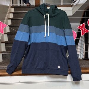 Marine Layer Men's Green and Blue Striped Hoodie